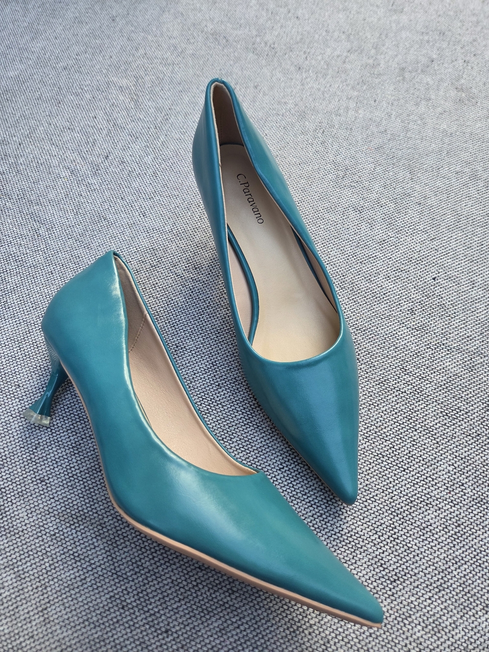 Paravano Teal Pointed Toe Kitten Heel Pumps EU 40 US 9 Elegant Shoes